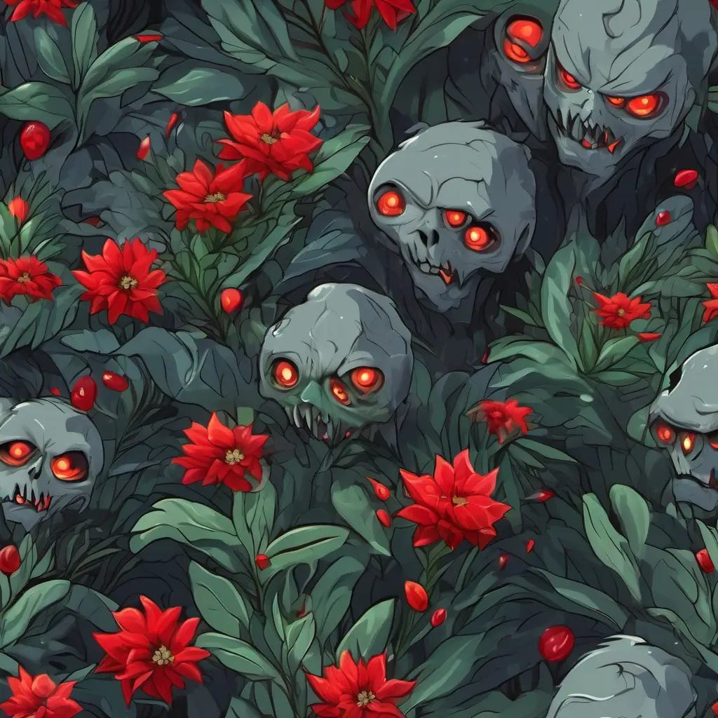 Plants ready to face the challenge of the Huge zombie with grey skin and red glowing eyes, powerful and destructive