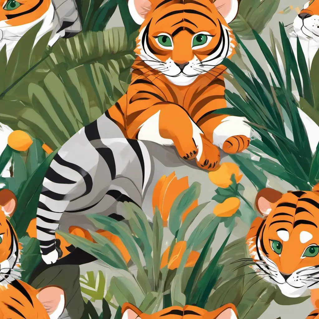 On the first page, we see a picture of Orange fur, black stripes, green eyes the tiger, Brown shell, small ears, black eyes the armadillo, and Gray skin, round body, big black eyes the seal, each holding paintbrushes and paint. They are standing in different locations - Orange fur, black stripes, green eyes is in a jungle, Brown shell, small ears, black eyes is in a desert, and Gray skin, round body, big black eyes is by the beach.