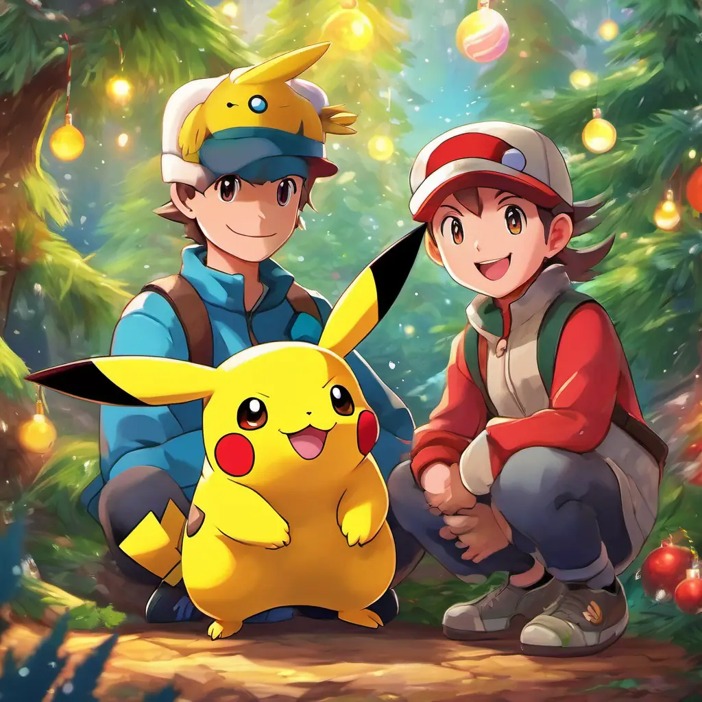 Encounter with a wild Small yellow Electric-type Pokemon with rosy cheeks and its incorporation into Determined Pokemon-Meister with a cap and a kind smile's team, showcasing his bond with new Pokemon.