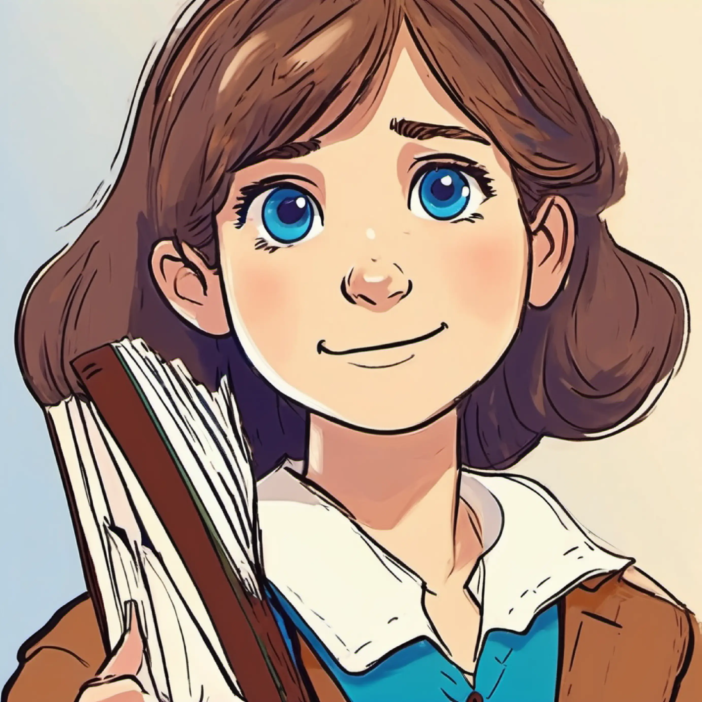 Teacher asks for reader, brown hair, blue eyes, always carrying a book volunteers, feeling anxious.