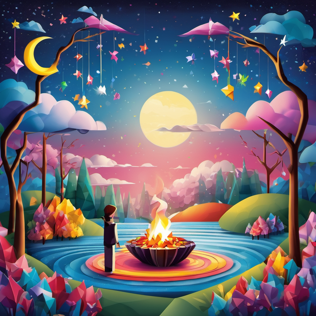 Sprinkle's heart felt lighter as he joined their exciting adventures. Together, they had delightful picnics on licorice bridges, dove into cotton candy clouds, and danced under the sparkling moonlight. One evening, as the friends gathered around a campfire made of colorful candy sticks, they noticed Sprinkle looking a little sad. Concerned, Lily asked, "What's wrong, dear friend?"