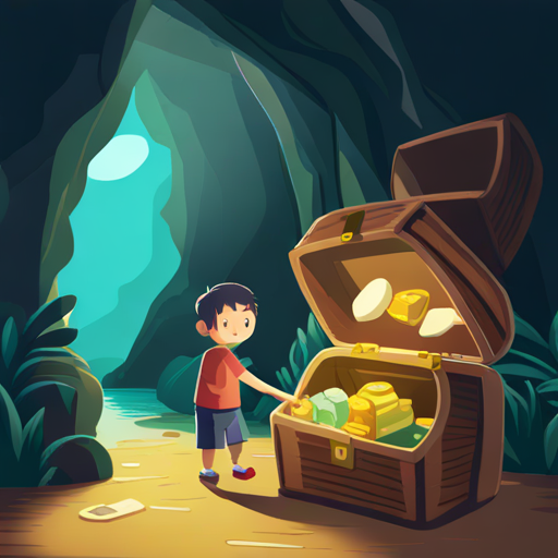 Friends find the hidden treasure chest in the cave