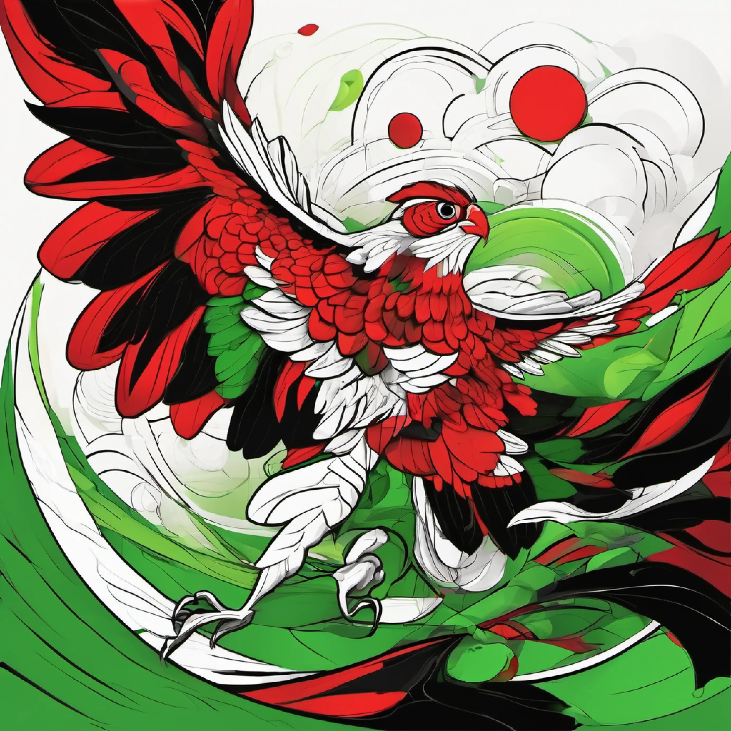 The crucial moment, Injured, bright green scales, eyes filled with wisdom trying to fly.