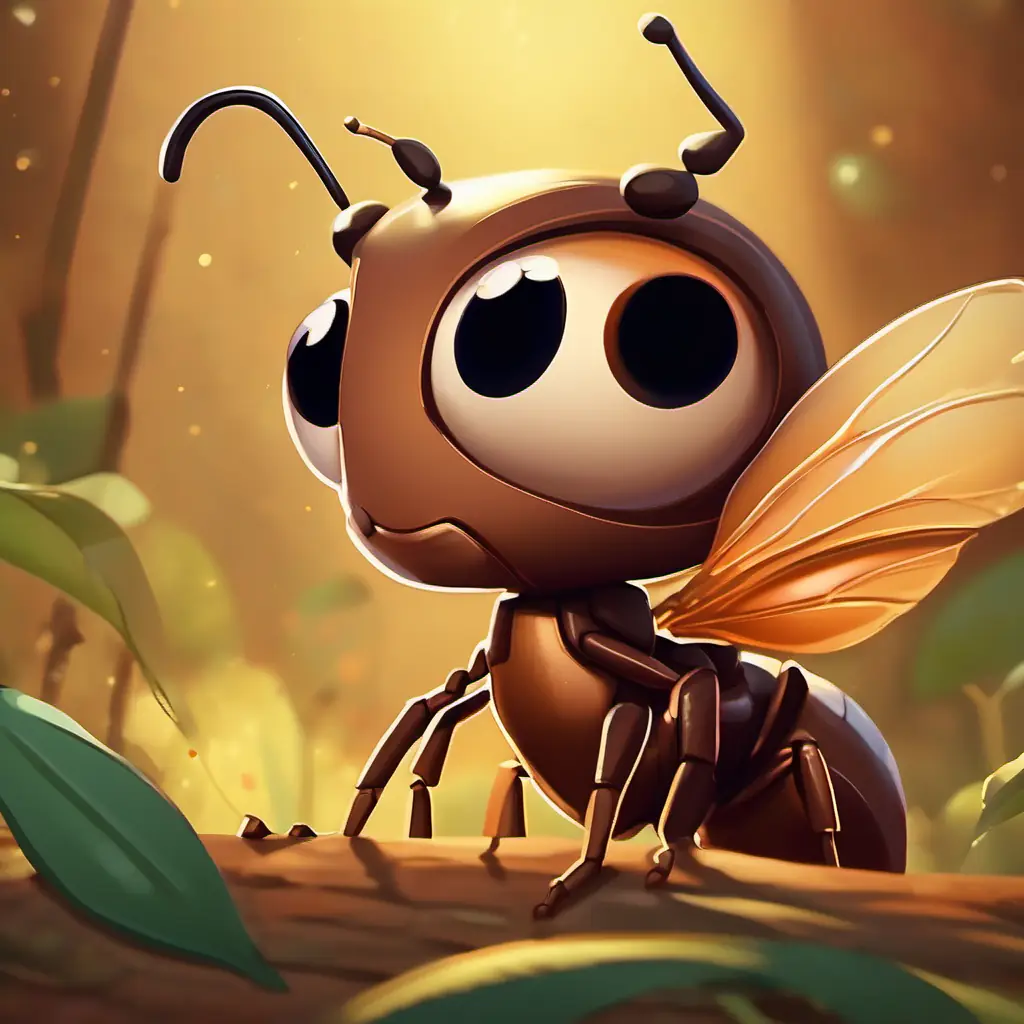 Antville celebrates Small, hardworking ant, brown with big, kind eyes's heroism.