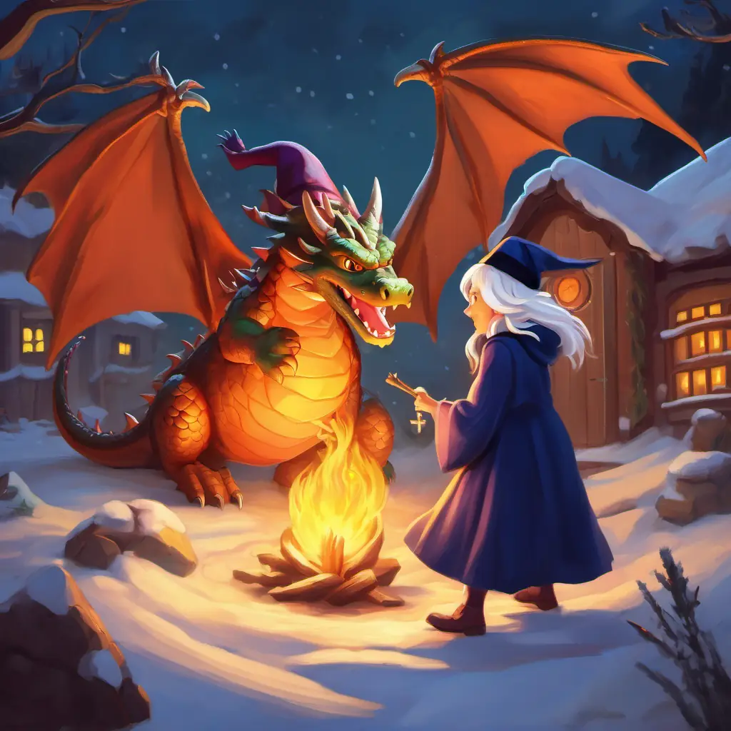 Character: Frightened dragon seeking help from the witch.
