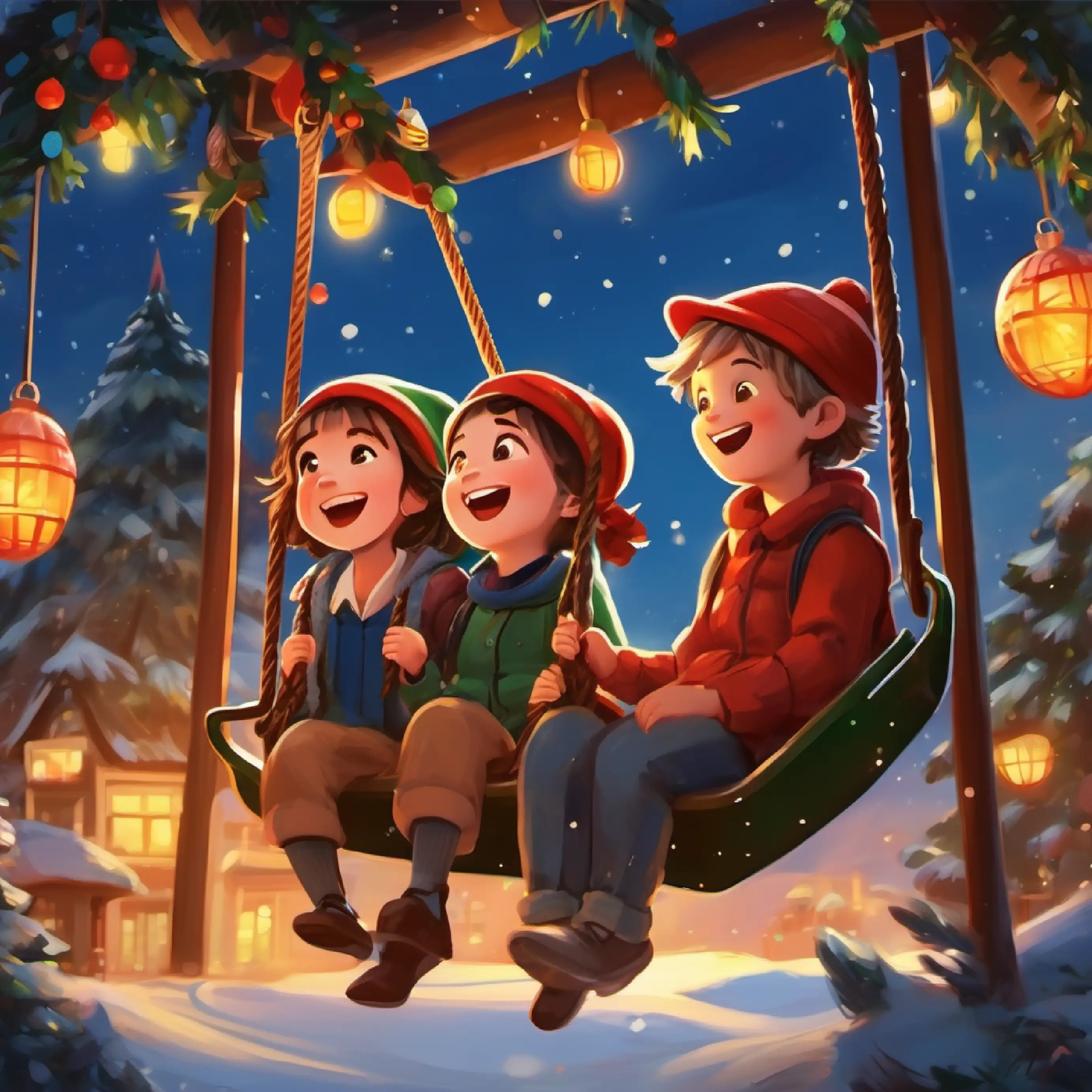 Ellie and Sam enjoy the swings and laugh together.
