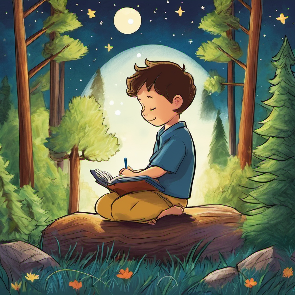 And so, night after night, Benny practiced his Benny's Bedtime Breathing. With each breath, he found it easier to let go of his busy thoughts, and his mind felt calm and peaceful. As the sweet scent of pine trees filled the air, Benny realized that practicing patience was just like learning his ABCs. It took time, practice, and lots of love. But just as he had mastered his ABCs, he knew that with each night he calmly breathed, he was also mastering the art of finding inner peace.