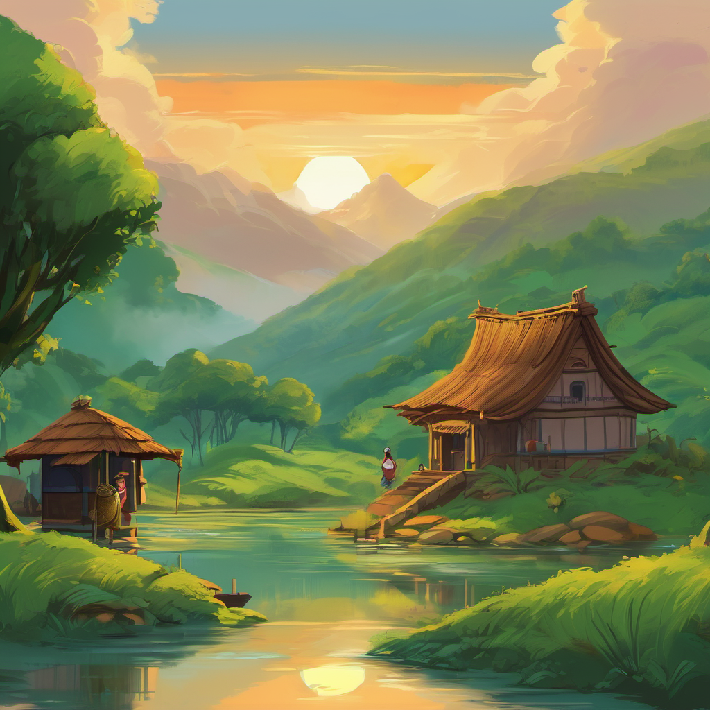 Shayal explained the situation, and Khokon agreed to help. With Kalu by their side, they went on a search mission to find Garm Bashi. They looked in every nook and cranny of the village, calling out his name. Finally, they found Garm Bashi near a small pond, trying to catch fish for the fair. He had lost track of time and forgotten all about the village fair. Garm Bashi felt guilty for letting everyone down but was relieved when Shayal, Khokon, and Kalu found him.