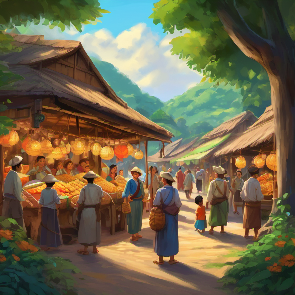 Together, they hurried back to the fairgrounds. The villagers had gathered around Nani Buri's stall, wondering what had happened. When they saw Garm Bashi, everyone cheered and thanked Shayal, Khokon, and Kalu. The village fair turned out to be a huge success. Visitors from all over enjoyed the beautiful crafts and delicious food. The fair brought people closer and helped everyone appreciate the talents and hard work of the villagers.