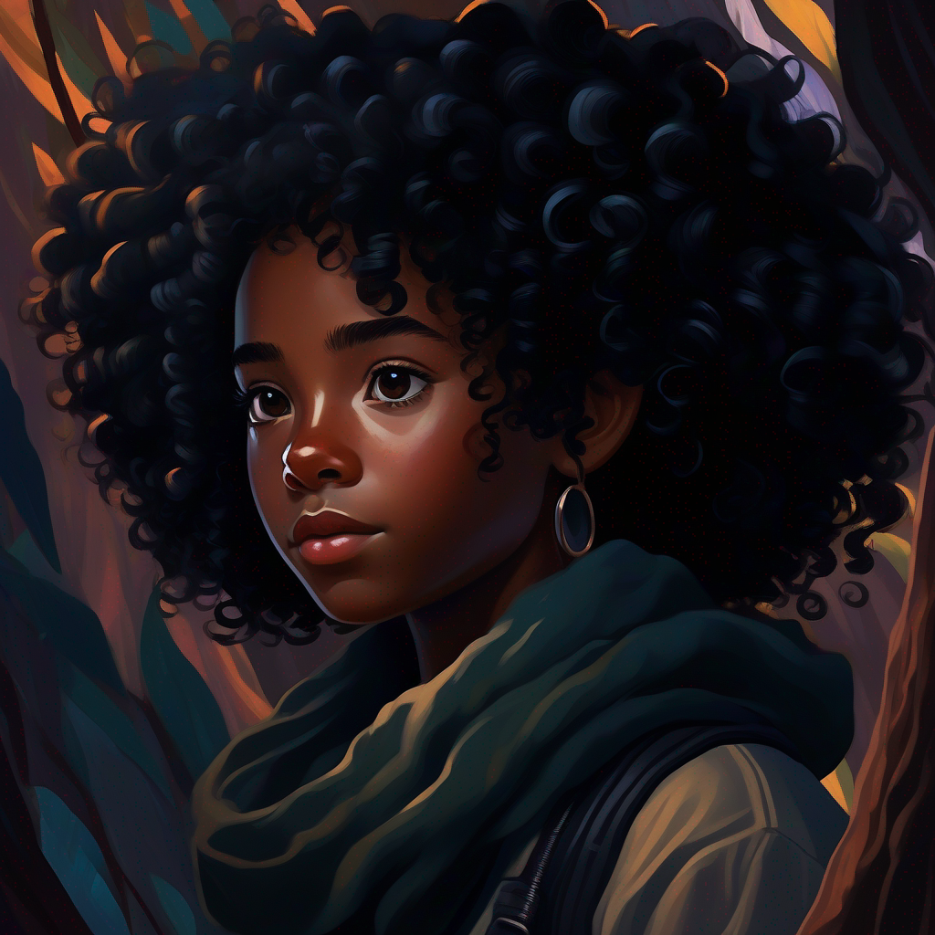 Lianne - dark skin, curly black hair, adventurous spirit with dark skin, curly black hair, adventurous spirit