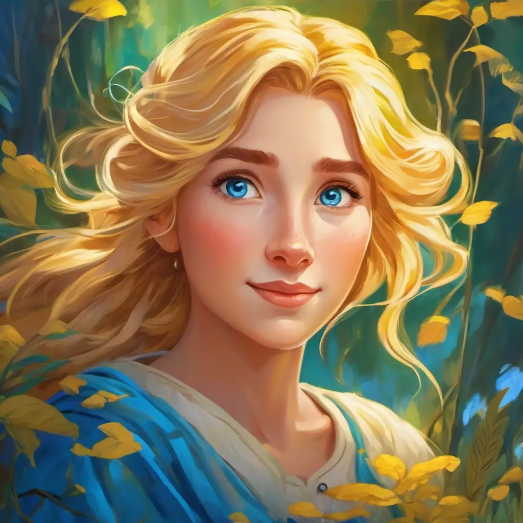 golden hair, bright blue eyes, adventurous spirit shares her heartfelt wish with the Whispering Willow.