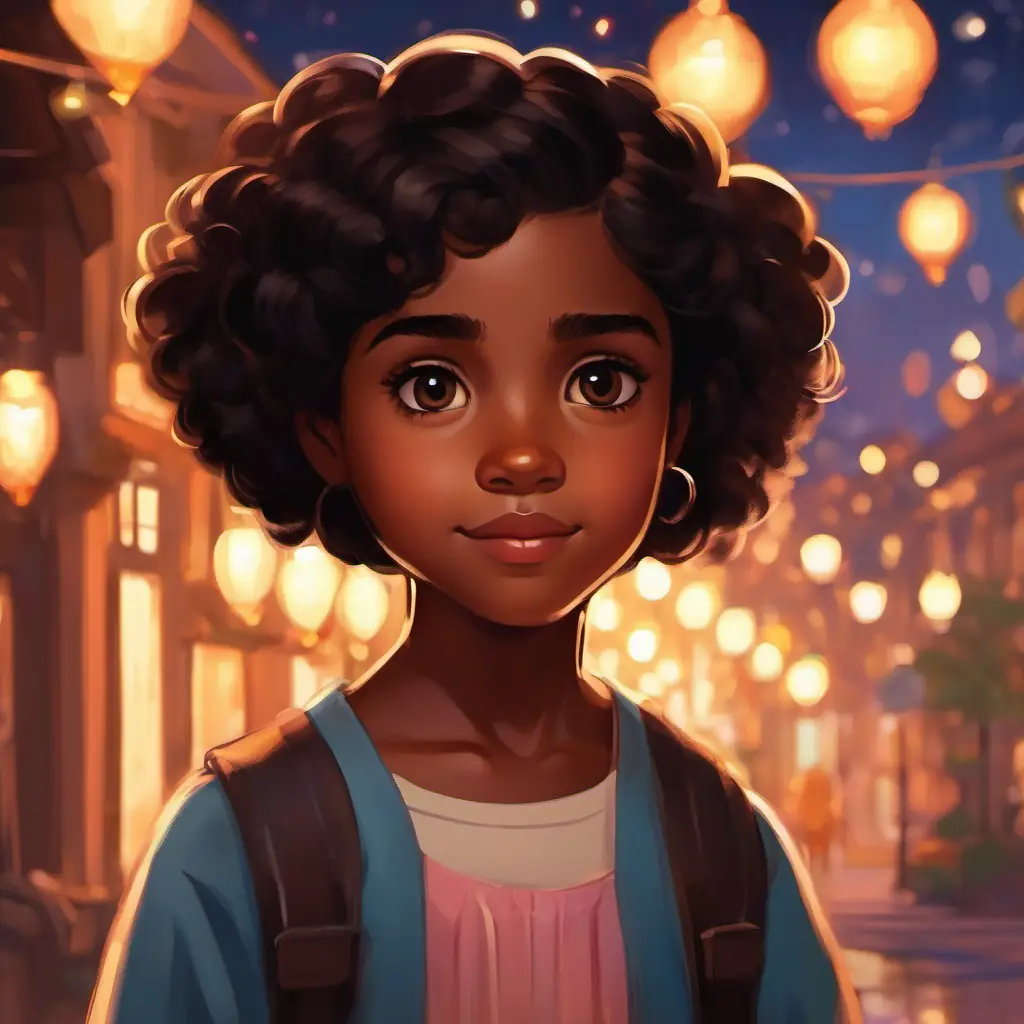 Introduction to A girl with dark brown skin and big, sparkly brown eyes, setting, and characters.