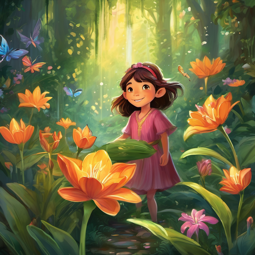 The flowers beamed with joy, and the fairies danced around Lily, showering her with gratitude. The troll, who had been hiding nearby, felt a change in his heart. He approached Lily, apologized for the spell, and promised never to harm the garden again. From that day on, Lily and her new friends continued to visit the magical garden, nurturing its beauty and spreading its enchantment. And whenever Lily missed the garden, she would open her special storybook to experience the magical adventure all over again.