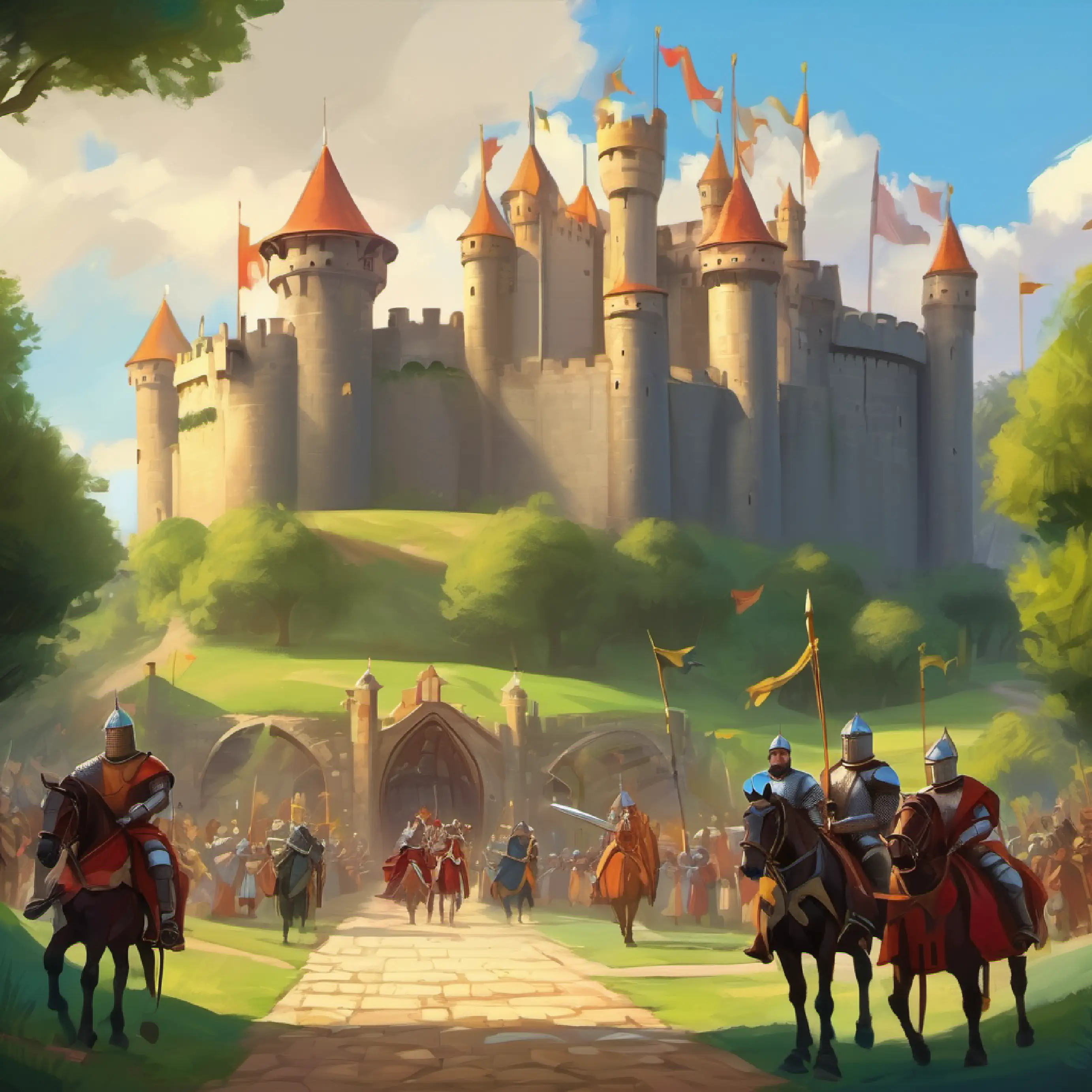 Time travels to medieval times, experiences knighthood. Setting: castle and tournament grounds