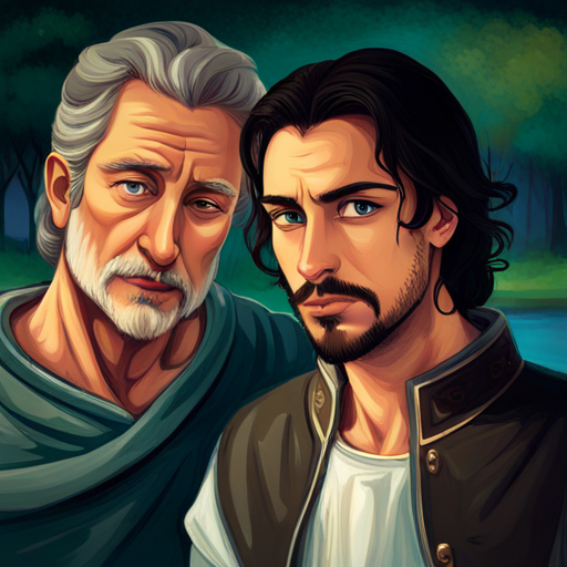 Prince A prince with dark hair and a silver crown falls in love with A kind-hearted man with a scruffy beard and gentle eyes secretly