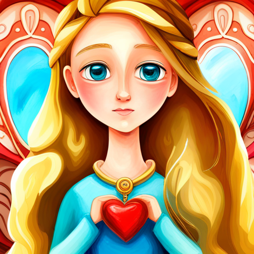 Princess A princess with flowing golden hair and a heart-shaped pendant embraces responsibility and love