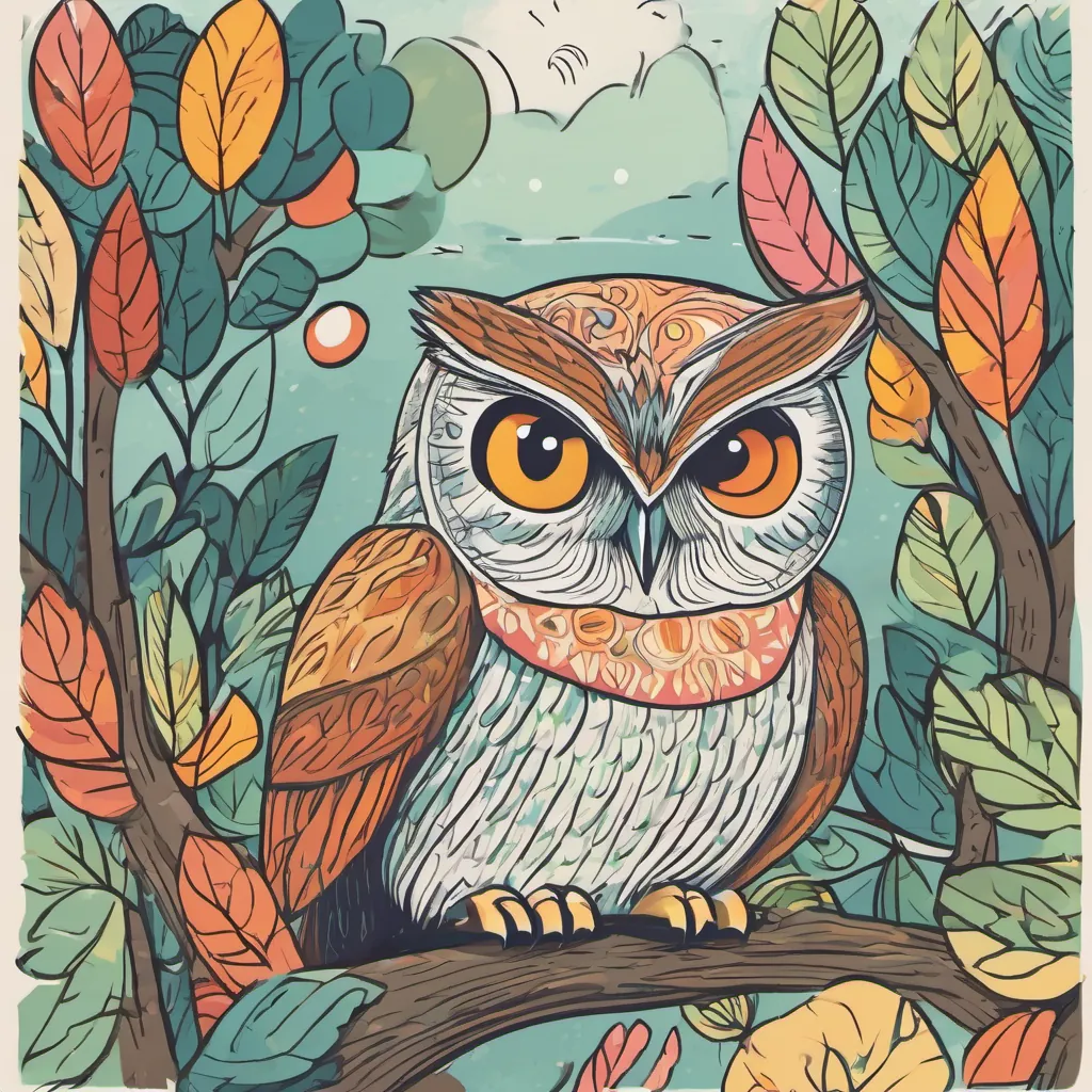 Ollie the Owl tilts his head inquisitively, looking at Nong Noona.