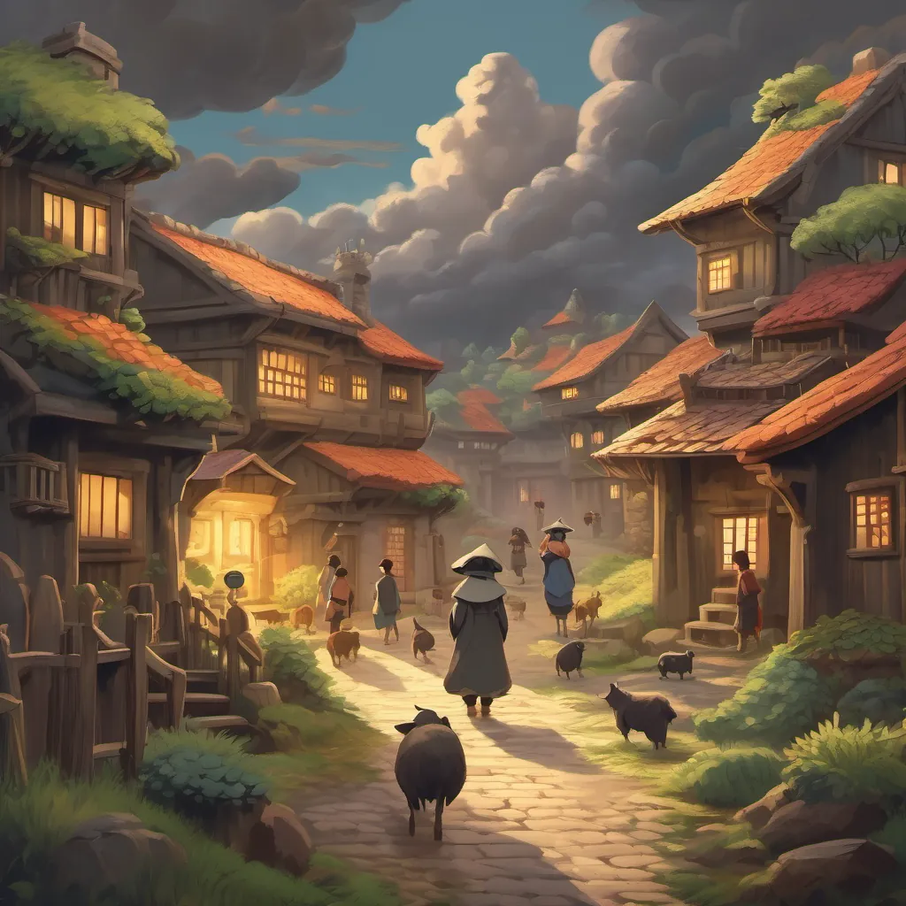 Dark clouds enveloping the kingdom, shadow creatures creeping out, and villagers looking scared.