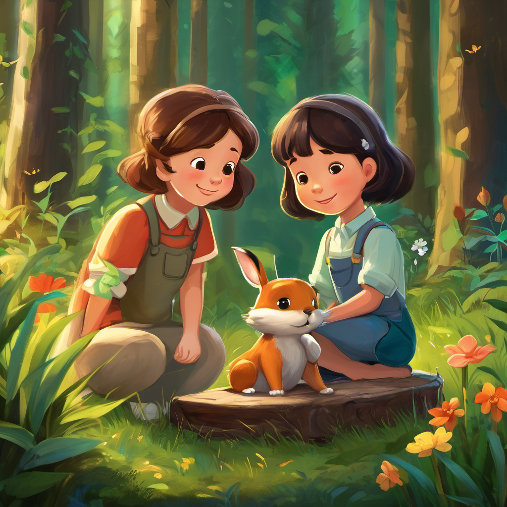 And so, dear children, the story of Lily, Benny, and their forest friend reminds us how precious and magical friendship can be. Just like Lily and Benny helped animals in need, we too can help one another, be kind, and create lasting bonds of love and happiness. Now, close your eyes, and let your dreams bring you to the magical forest where true friendship thrives. Goodnight, my dear little friends, and may your dreams be filled with the wonders of friendship!