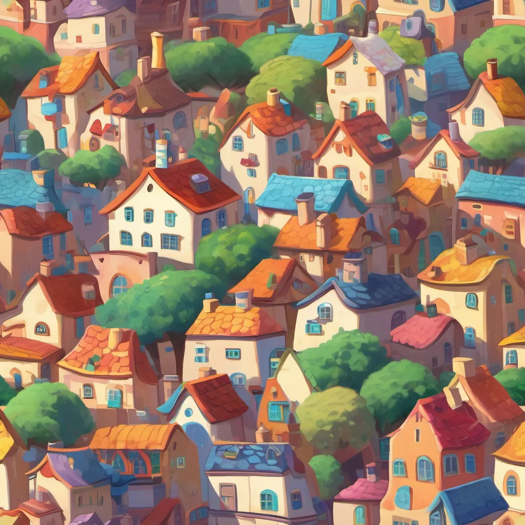 a whimsical cartoon town with a gigantic pile of colorful socks reaching high into the sunny sky