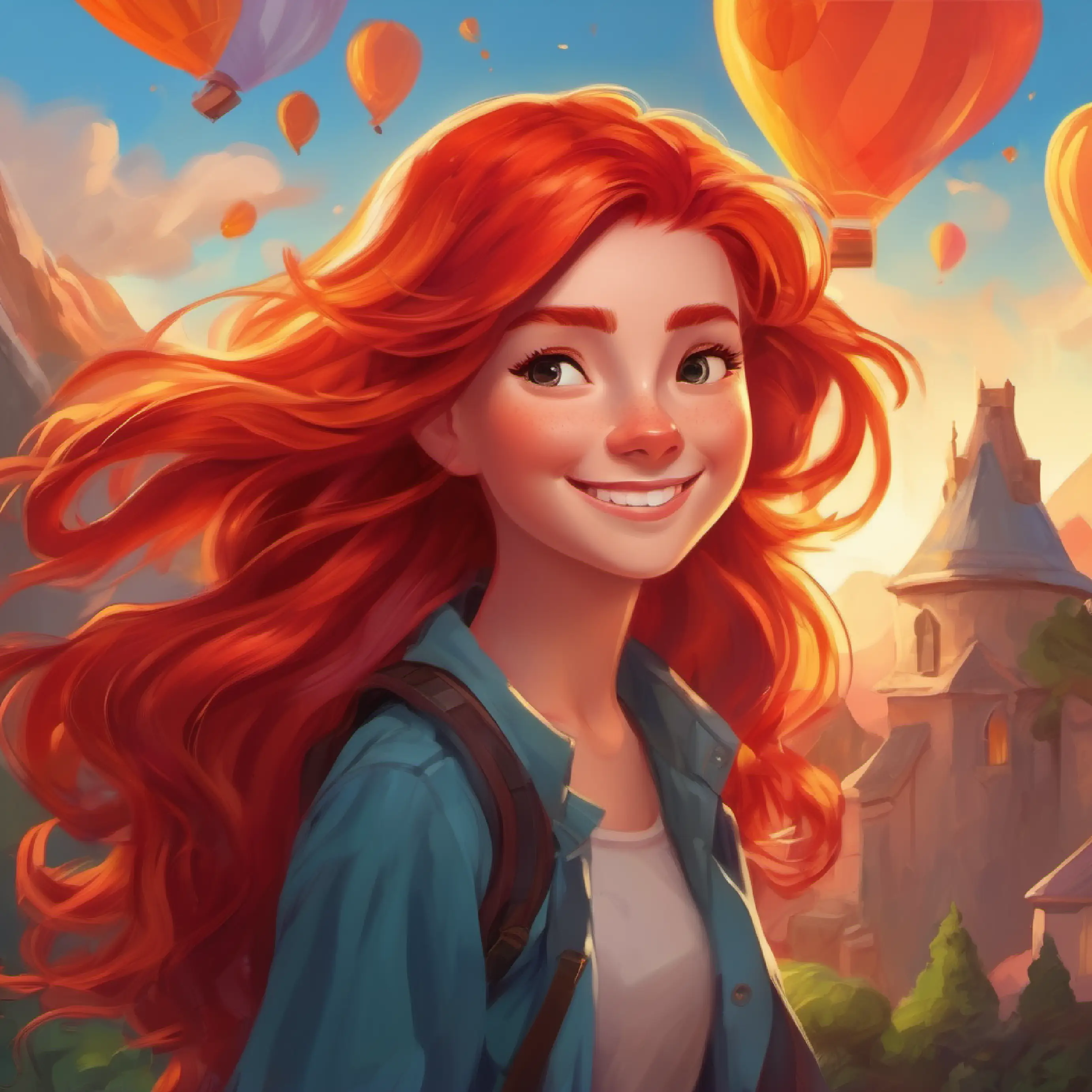 Fiery red hair, full of energy and excitement, loves adventures feeling proud and happy after the class