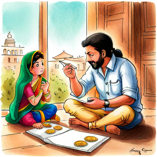 Pari explaining to Raju about the gold coins