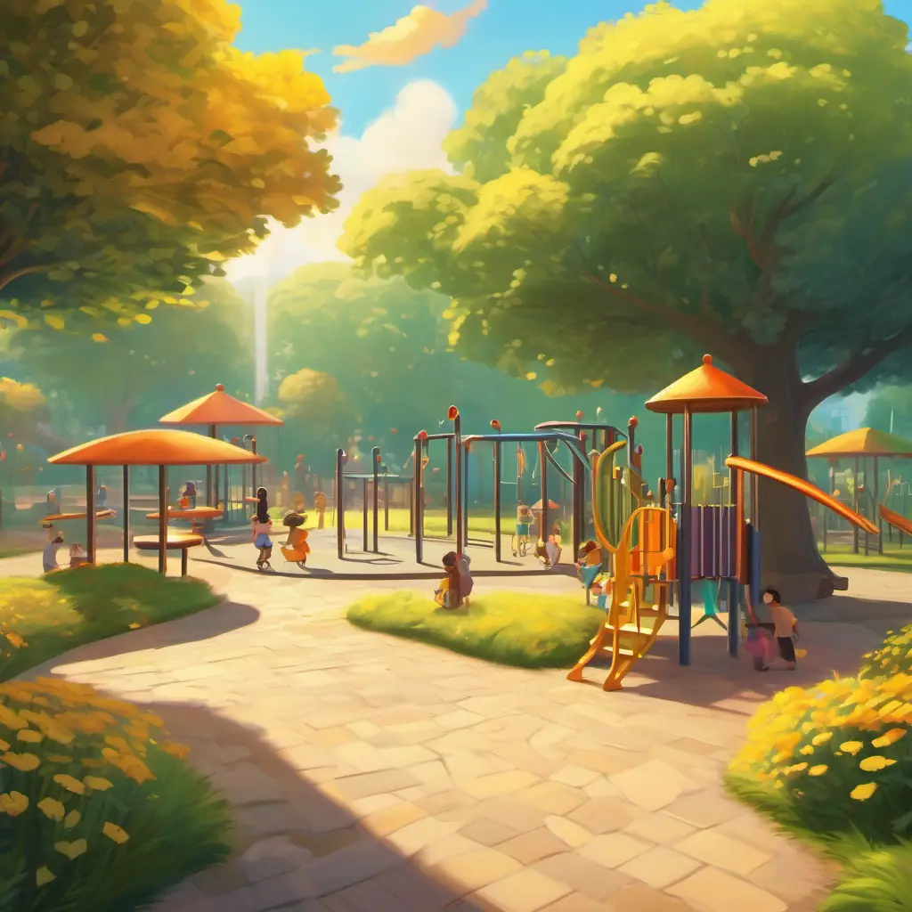 Introduction of the character Sunny, in a playground setting.