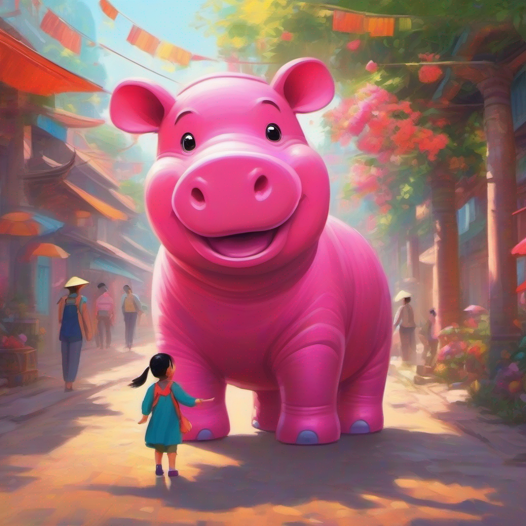 Vietnamese girl who loves making new friends, colorful clothes and the pink hippo make people laugh