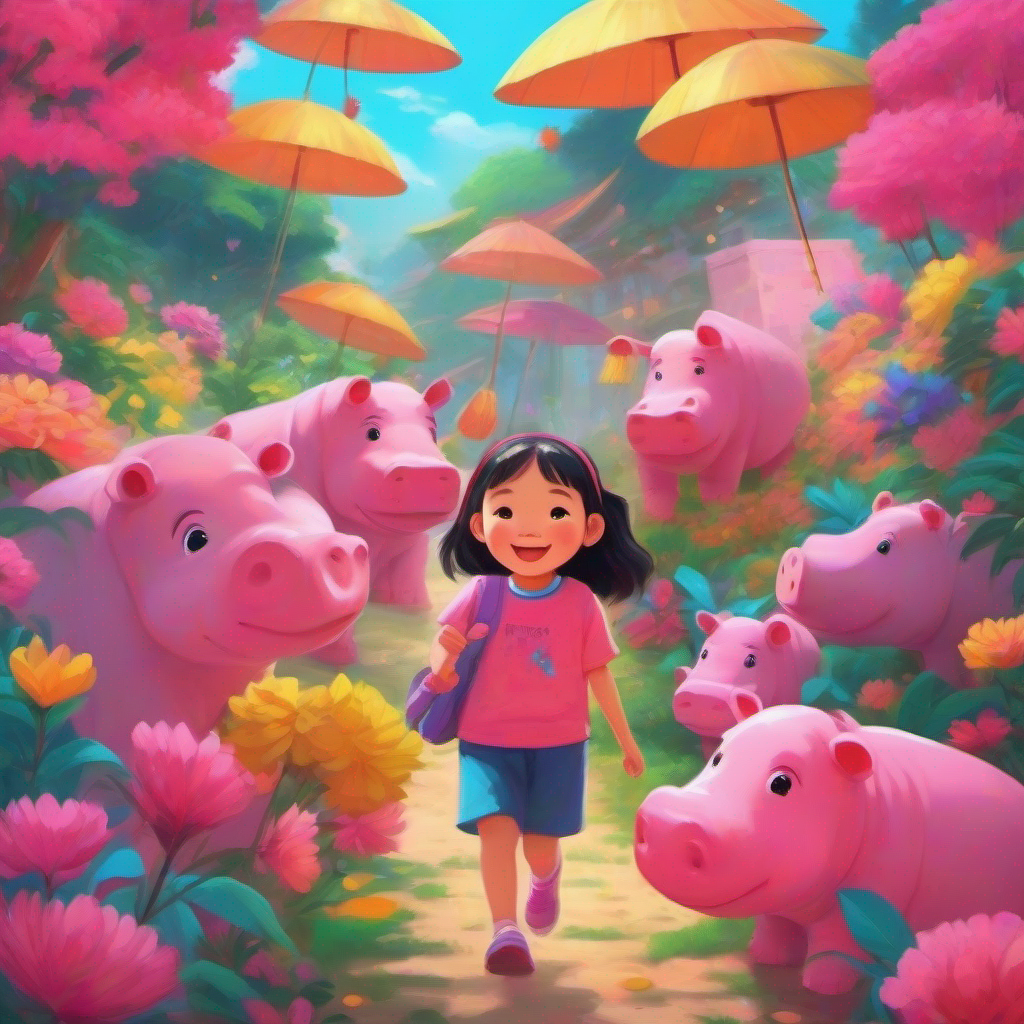 Vietnamese girl who loves making new friends, colorful clothes and the pink hippo spread joy and happiness