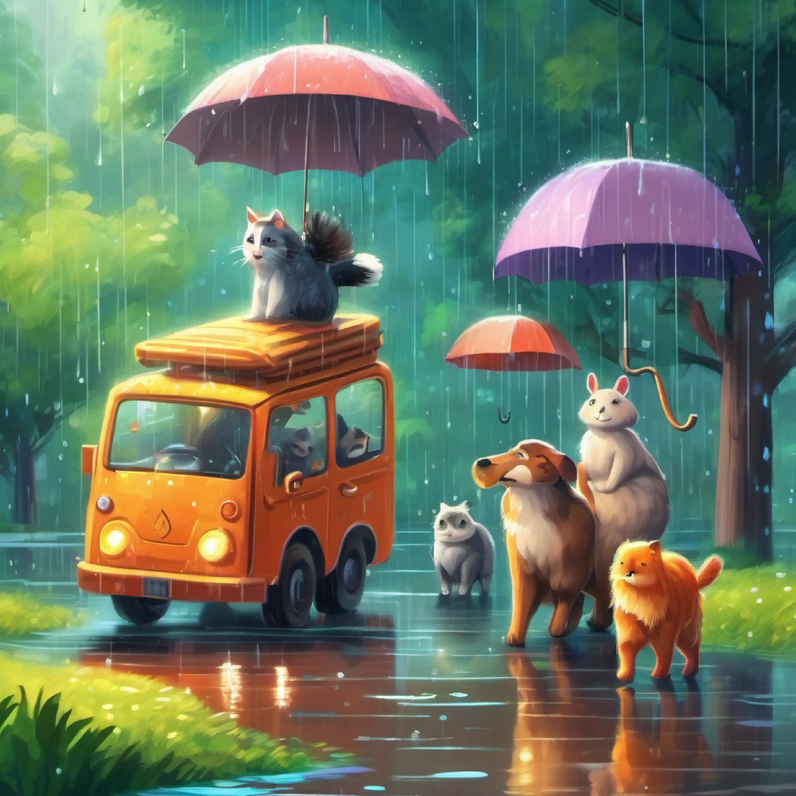 Animals enjoying the rain at the end of spring