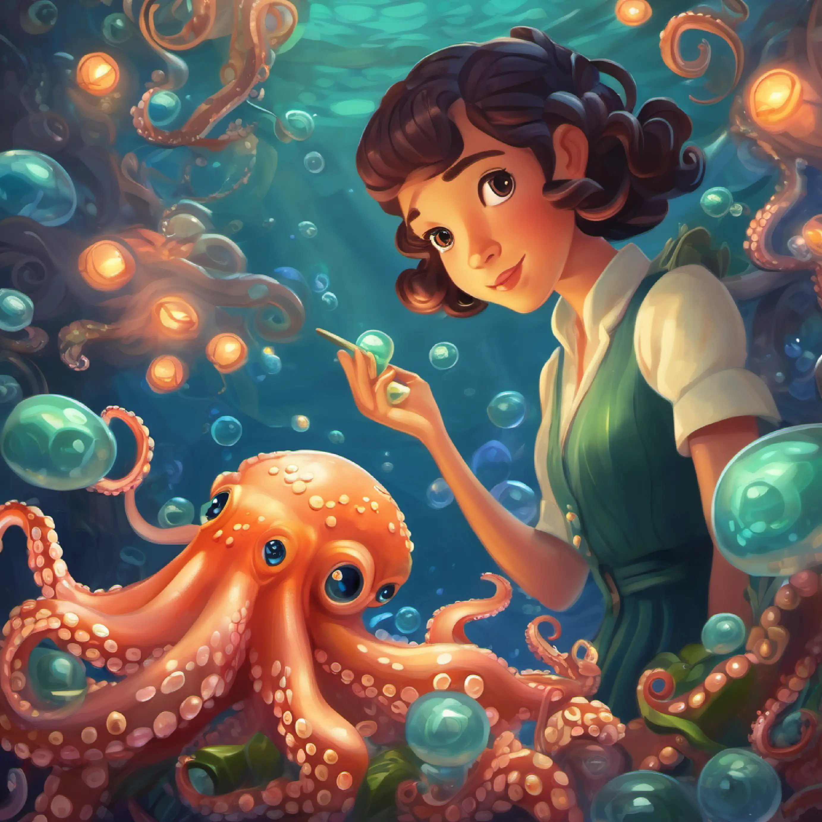 Alani learns the octopus hoarded pearls for company, highlighting communication.