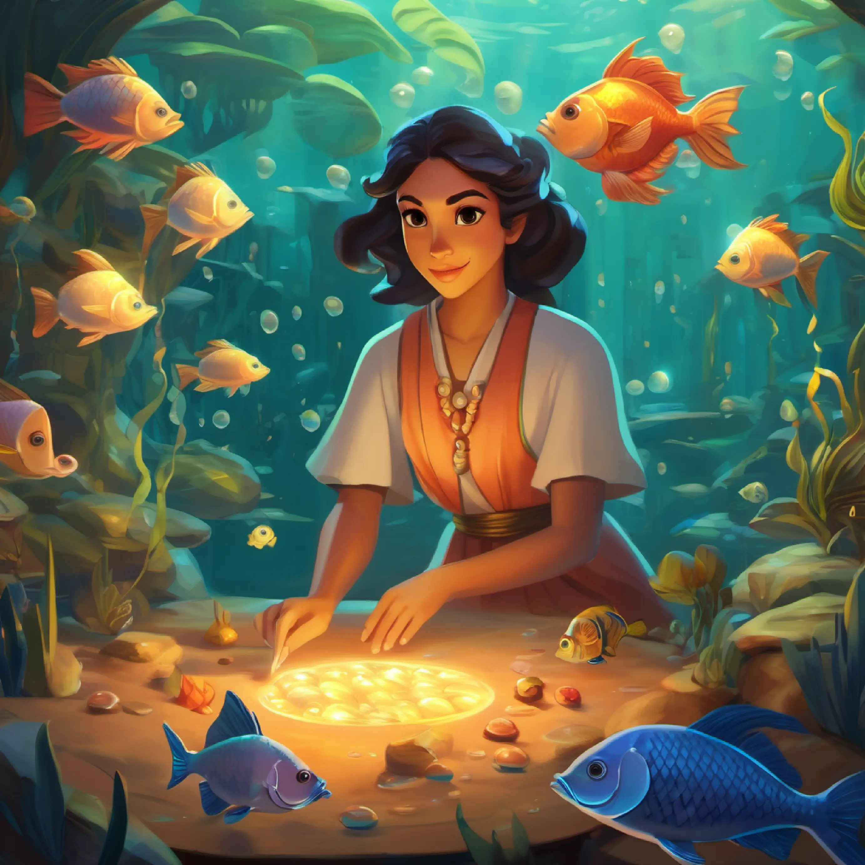 Alani and her council of wise fish solve a pearl riddle.