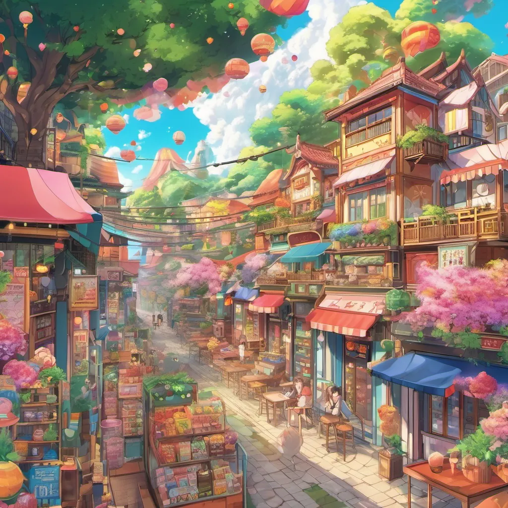 A whimsical world with candy clouds, rivers of ginger beer, and vibrant colors everywhere.