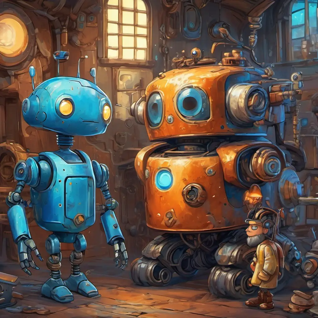 Throughout his adventures, A rusty robot with kind, glowing blue eyes and worn-out metal parts encounters a variety of characters, including friendly aliens and quirky humans, who become his friends and teach him valuable life lessons.