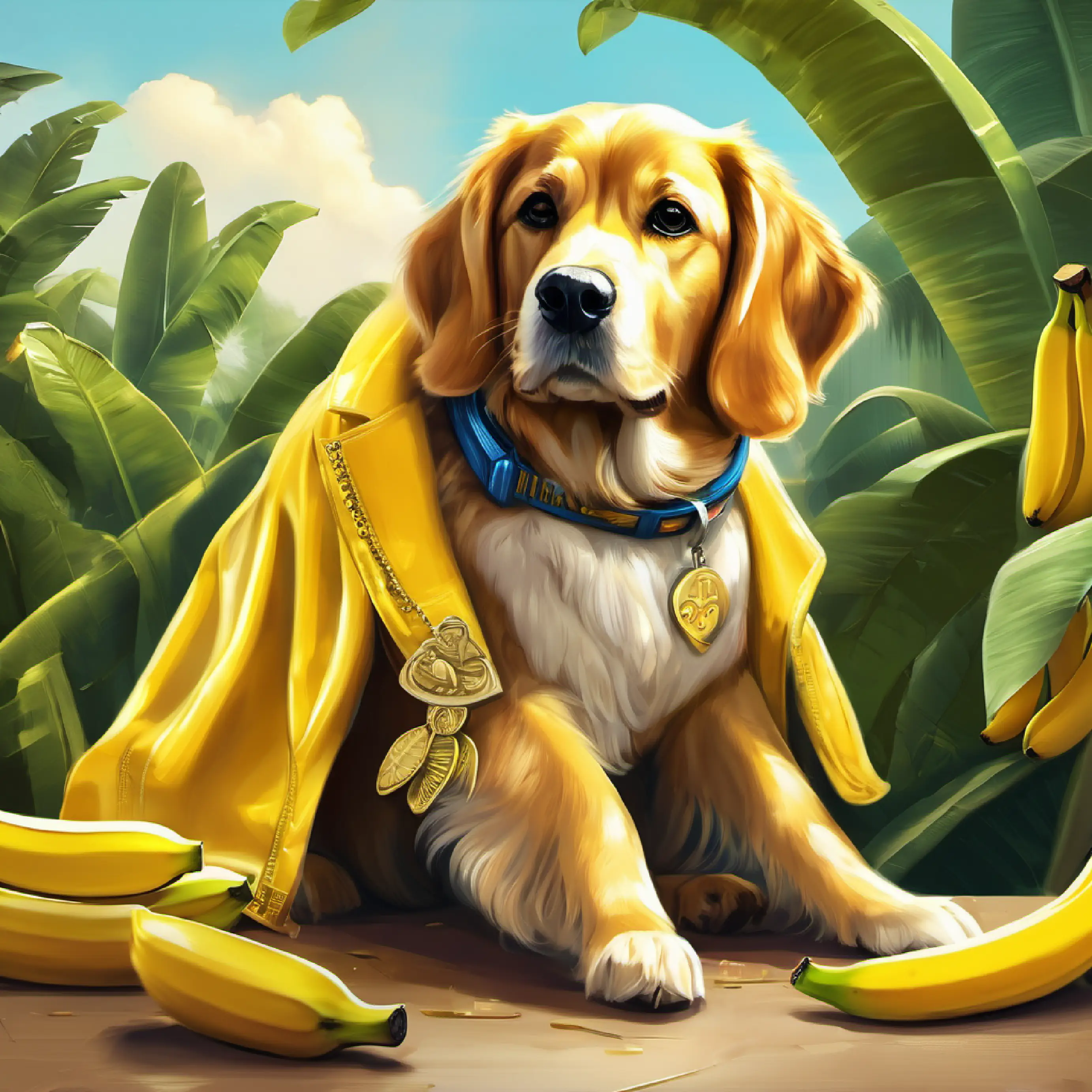 Introduction of Golden coat, loves bananas, smart dog, the dog who loves bananas.