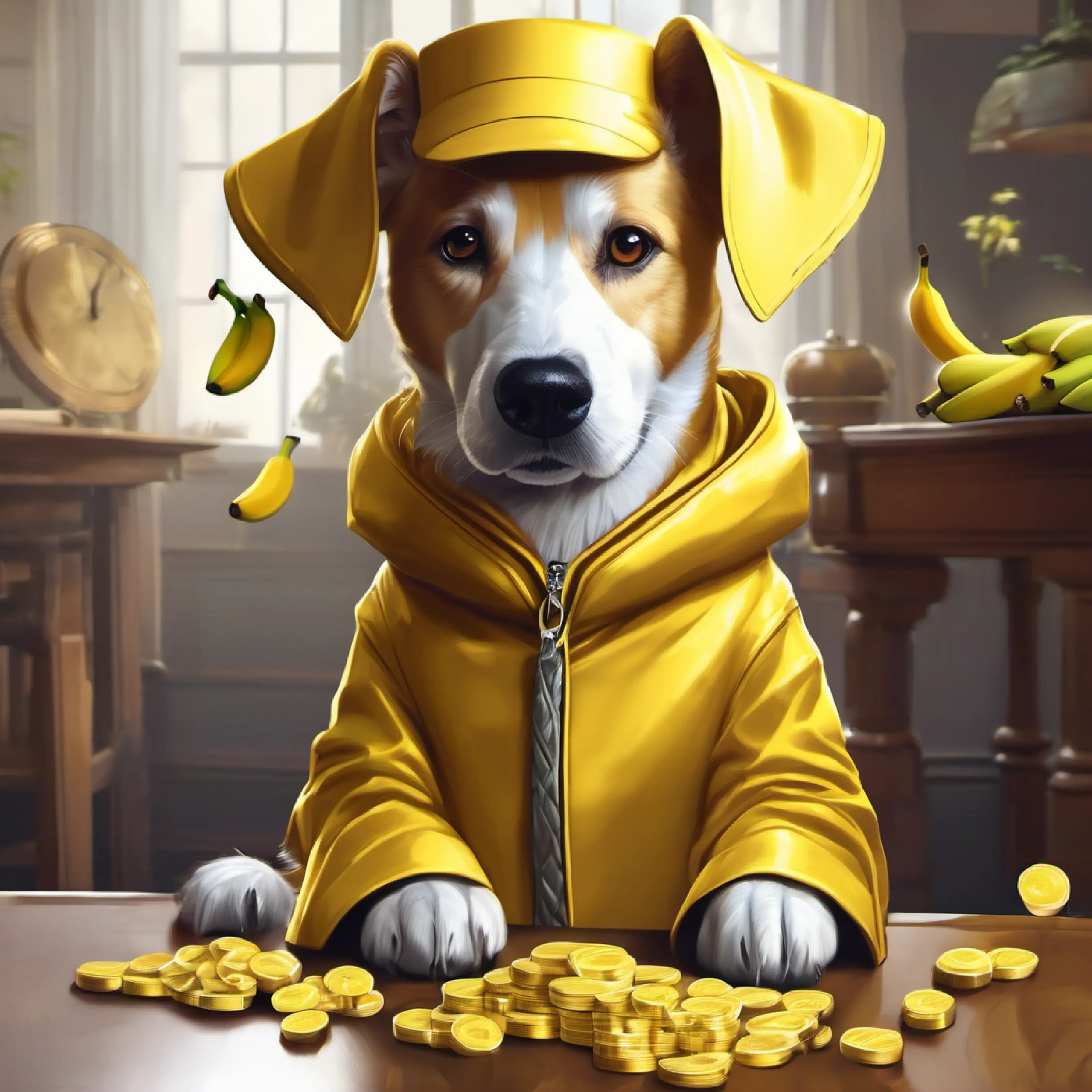 Golden coat, loves bananas, smart dog comes up with a counting game.