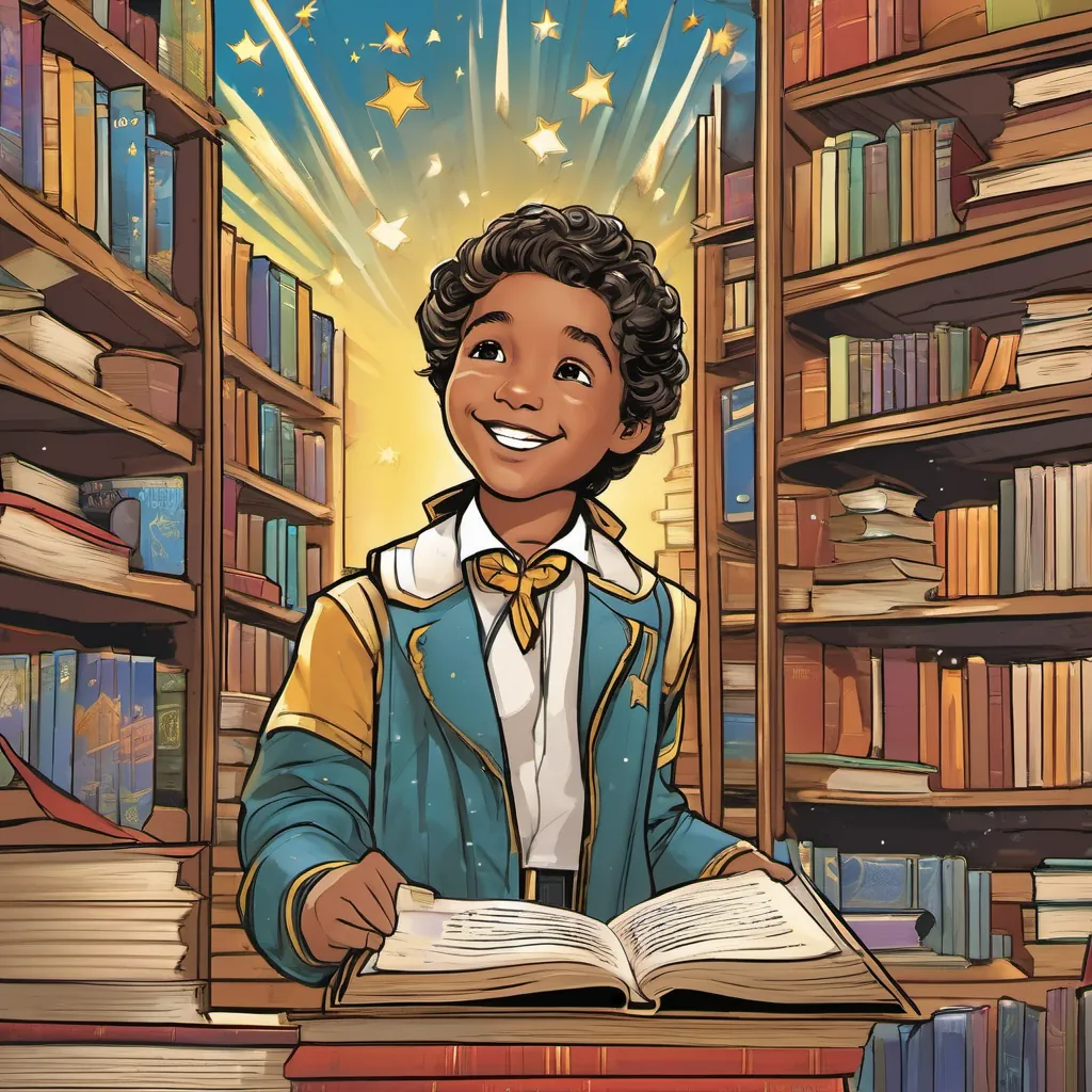 A grown A young Saint John Baptist De La Salle, with hopeful eyes and a bright smile, immersed in a whirlwind of books and stars, standing hopeful and determined, envisioning schools filled with happy, eager students of diverse backgrounds.