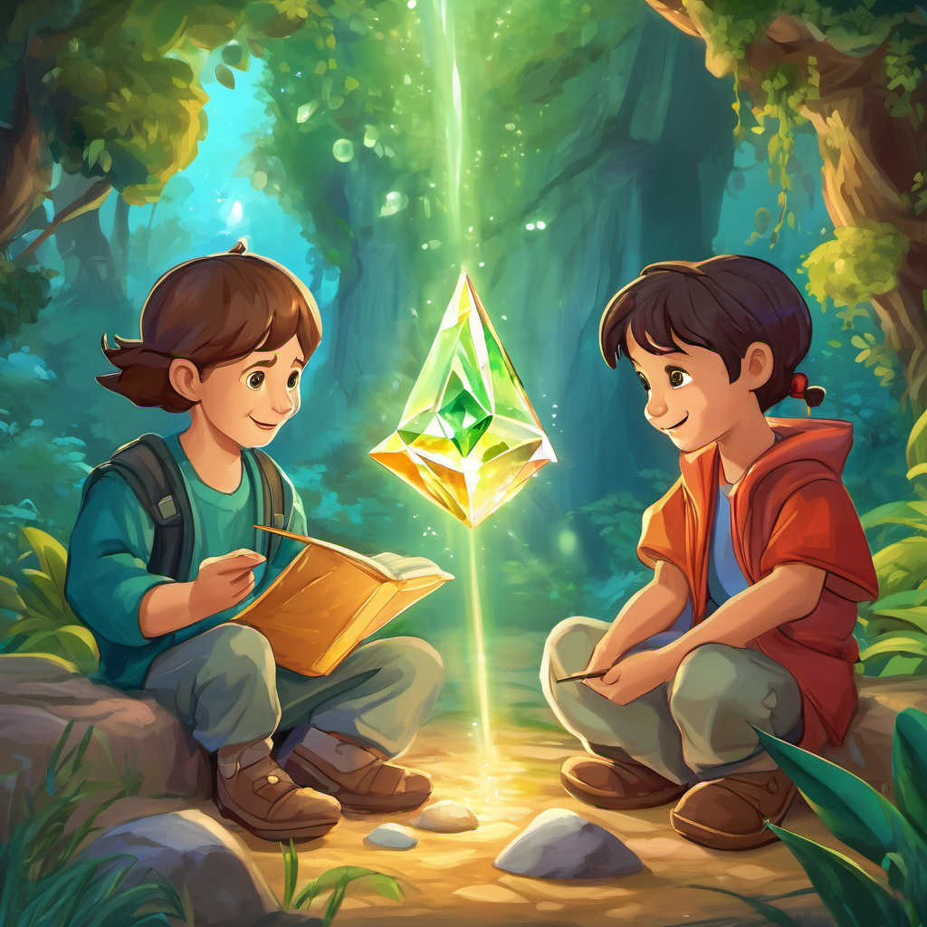 Determined to help their newfound friends, Oscar, Bella, and Charlie offered to break the spell and restore the lost voices. Phonicia explained that they would have to collect three magical crystals hidden across Cartoontopia. Each crystal represented a different sound and phonics rule that the trapped characters needed to regain their speech. Excited to begin their quest, the friends set off, guided by Phonicia's magic. Their first stop was the Land of Rhymes, where they found the crystal of "Diphthongs" - two vowel sounds blended together. As they retrieved the crystal, they encountered animated frogs that sang silly rhymes, helping them remember and practice the different diphthongs.