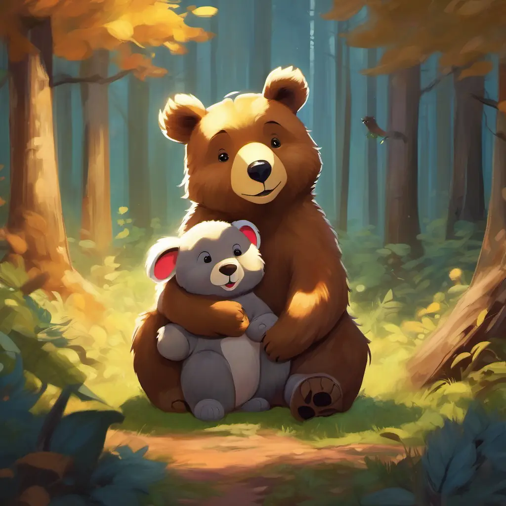 The positive impact of Little bear with soft brown fur, bright black eyes and Baby rabbit with long, floppy ears, shiny brown eyes's friendship spreads to the entire forest.