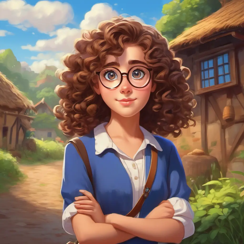 Curly brown hair, big blue eyes, glasses, always curious's dreams of using her IT skills to help her village