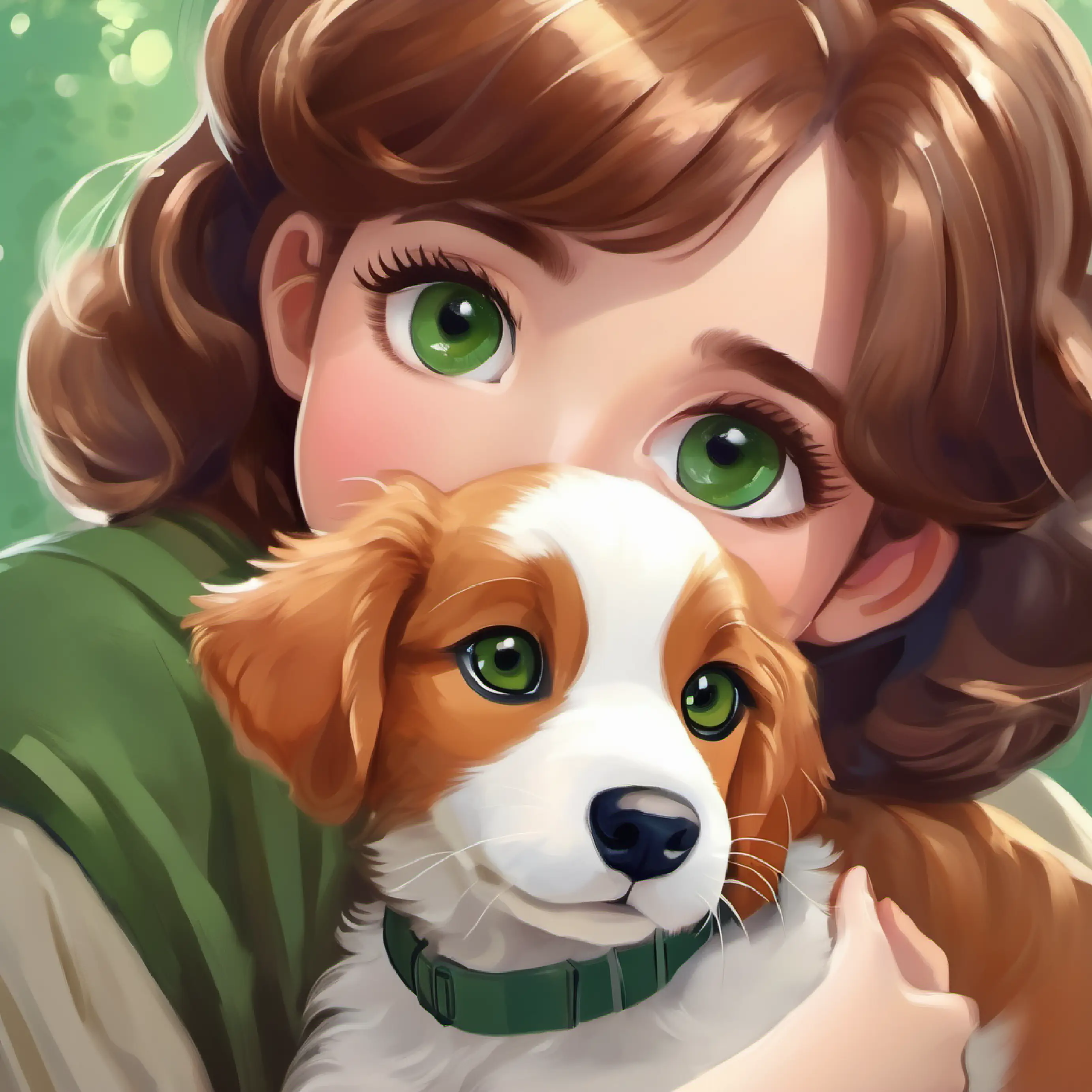 Adults with warm smiles, supportive and loving give Young girl with brown hair and green eyes a new puppy named Fluffy brown puppy with big eyes and floppy ears.