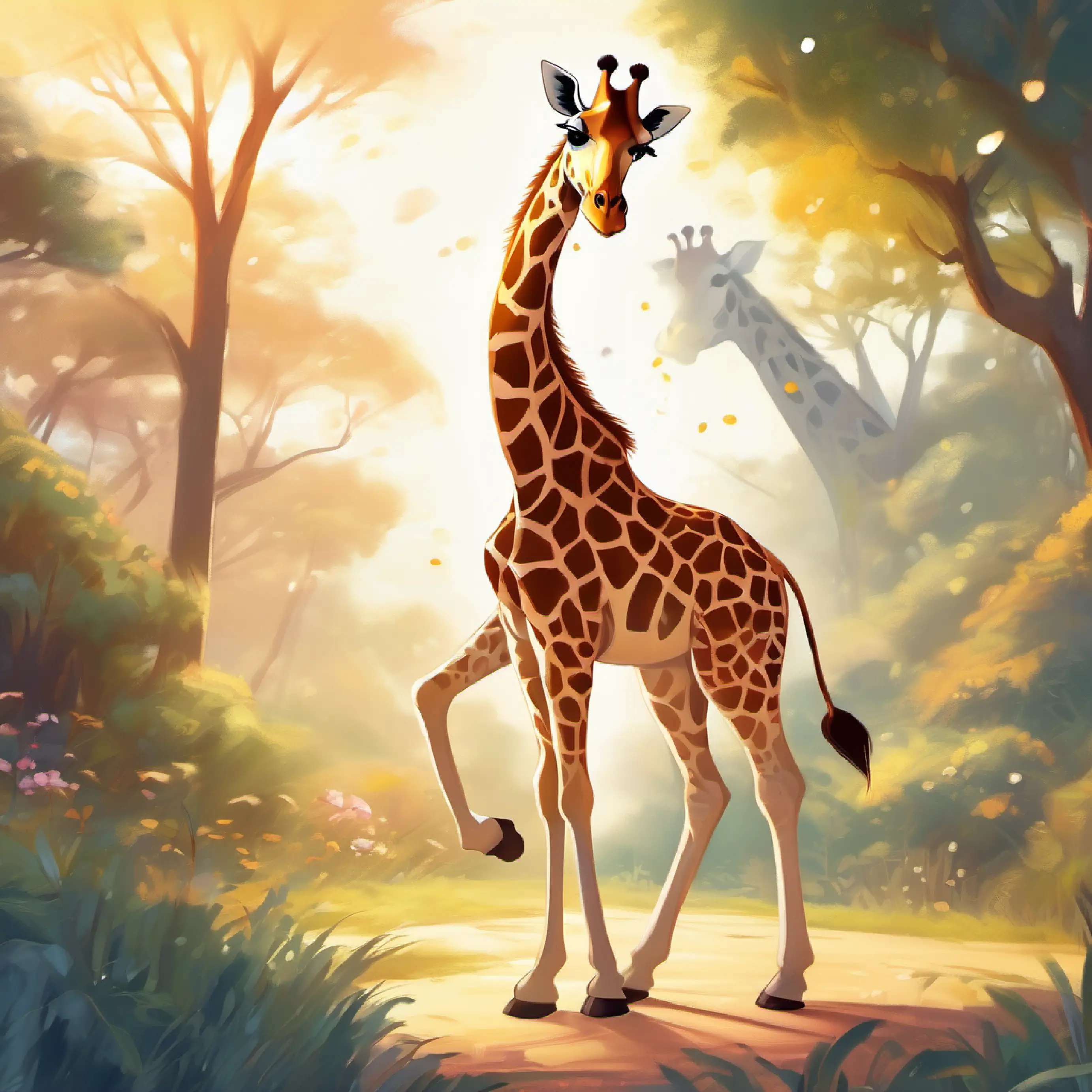 Tall, gentle giraffe with brown spots and big, friendly eyes's love for dancing revealed.