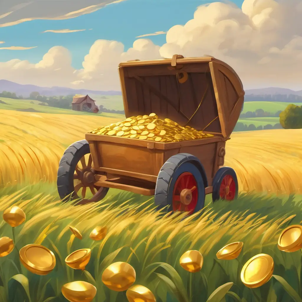 Rich man hiding his gold in the field to protect it from thieves.