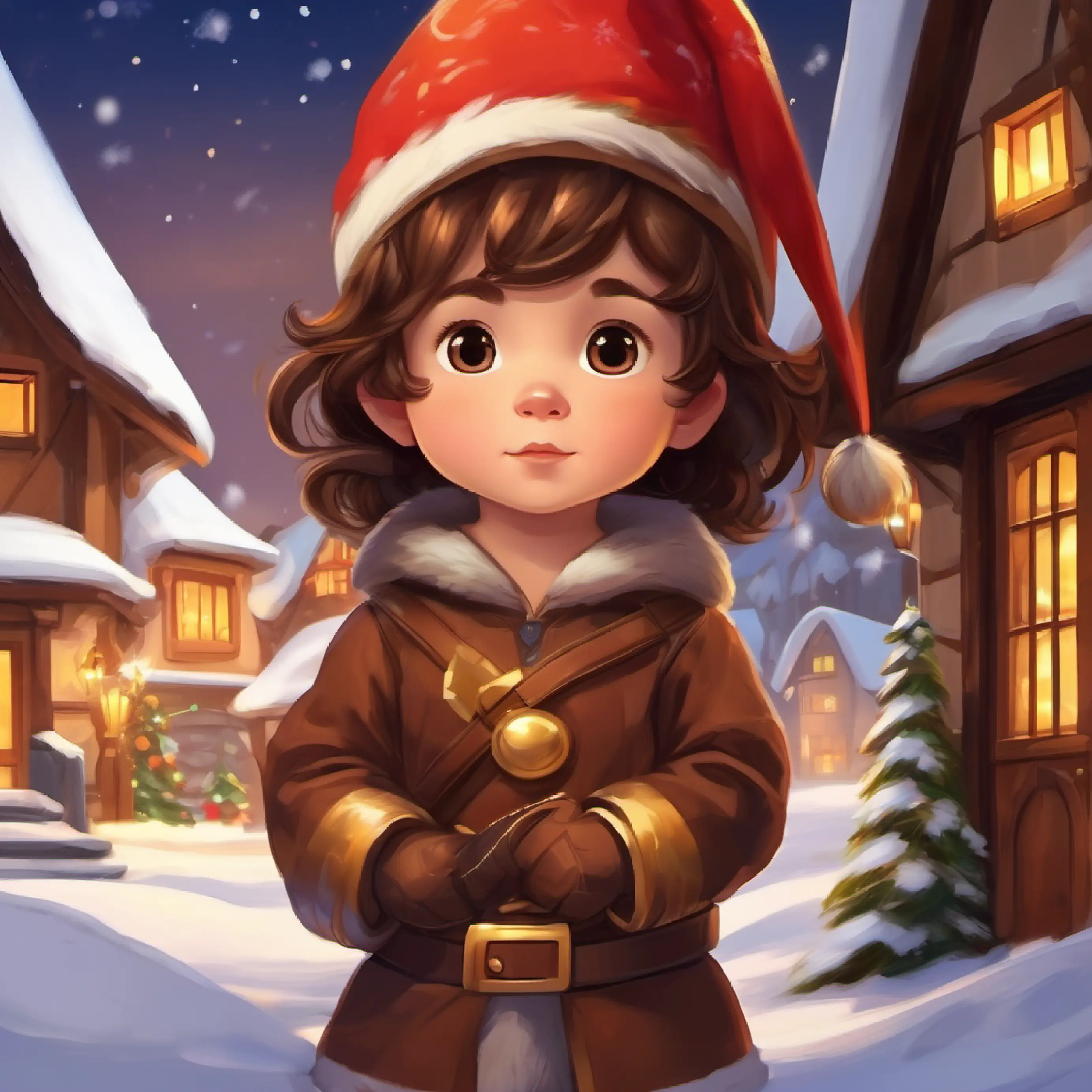 Introduction of main character 2-year-old warrior, long brown hair, brown eyes.