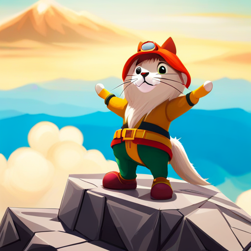 Whiskers reaches the summit and celebrates her achievement