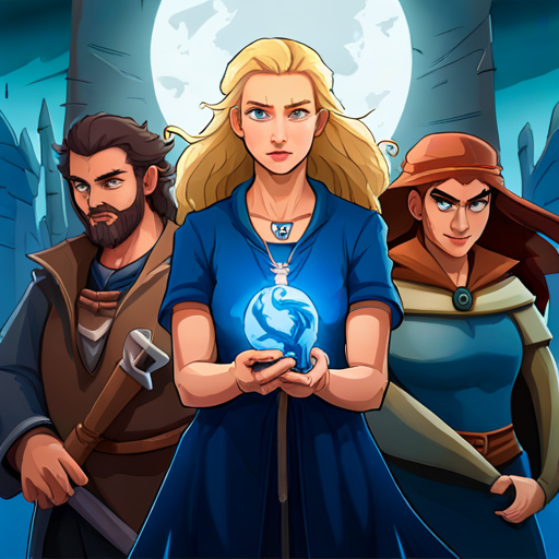 With help from her friends, Emma banishes the sorcerer forever.Blonde hair, blue eyes, wearing a pendant. and friends defeat sorcerer and save world