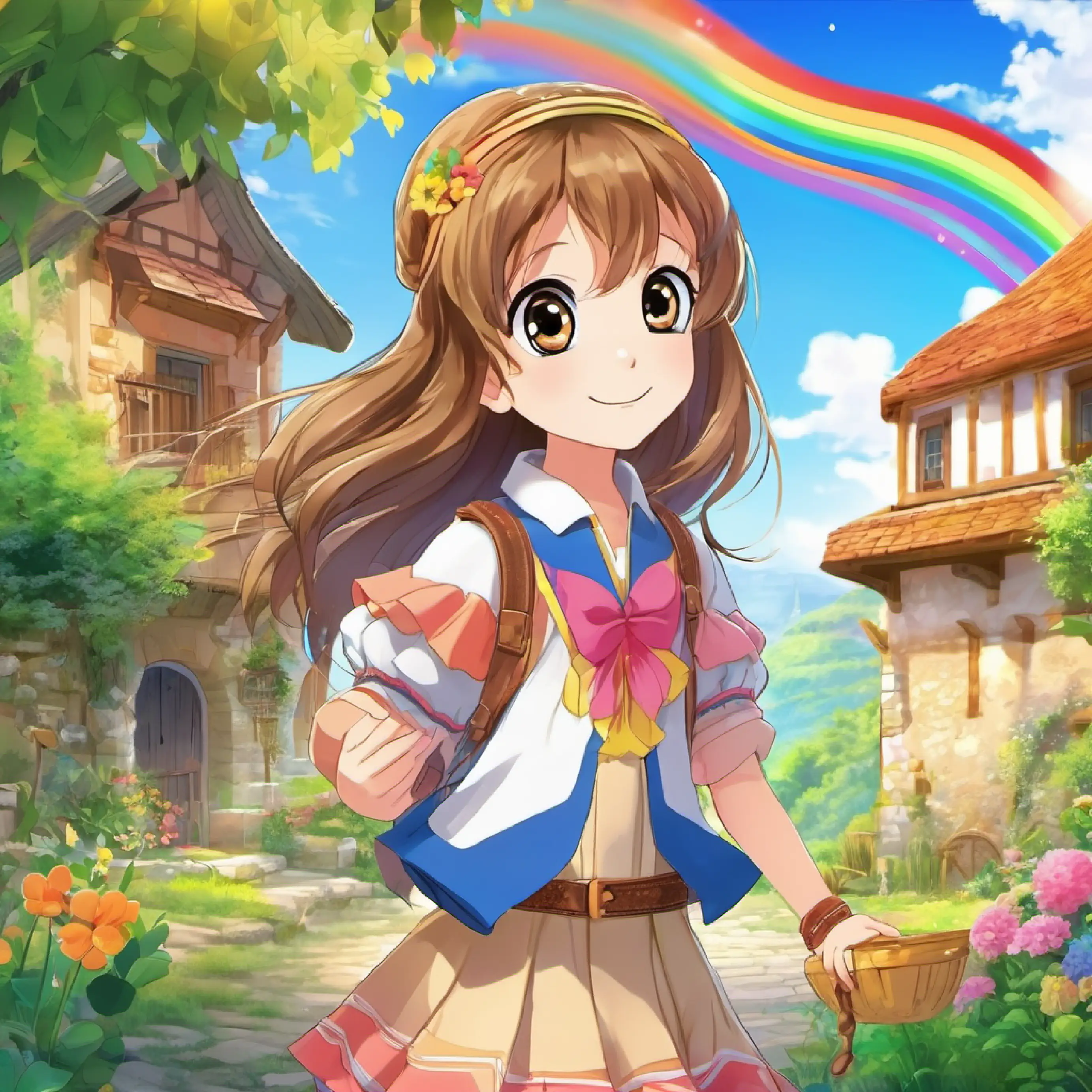 Introduction, Sofia in her village, appearance of magical rainbow.