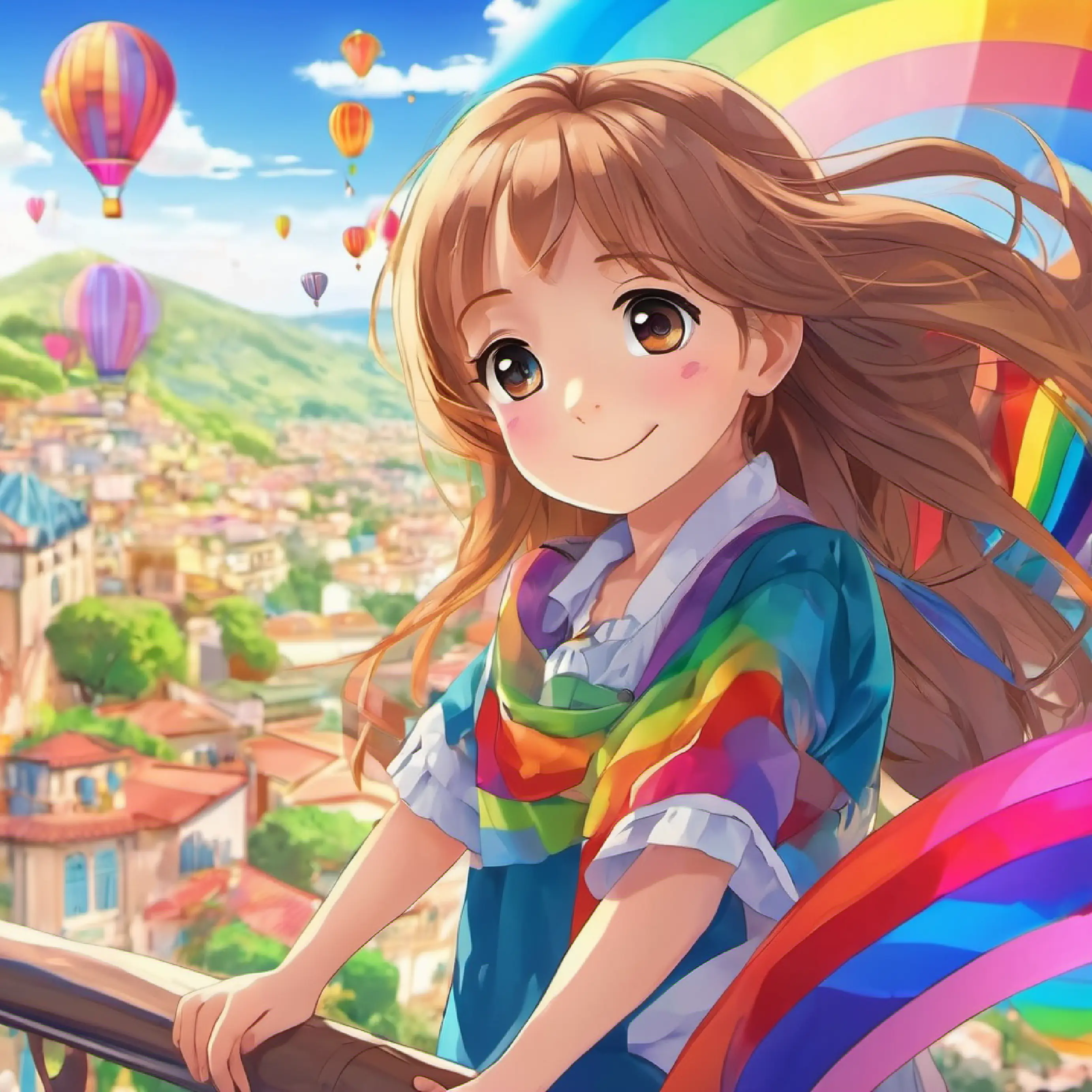 Sofia climbing the rainbow, passing through its colors.