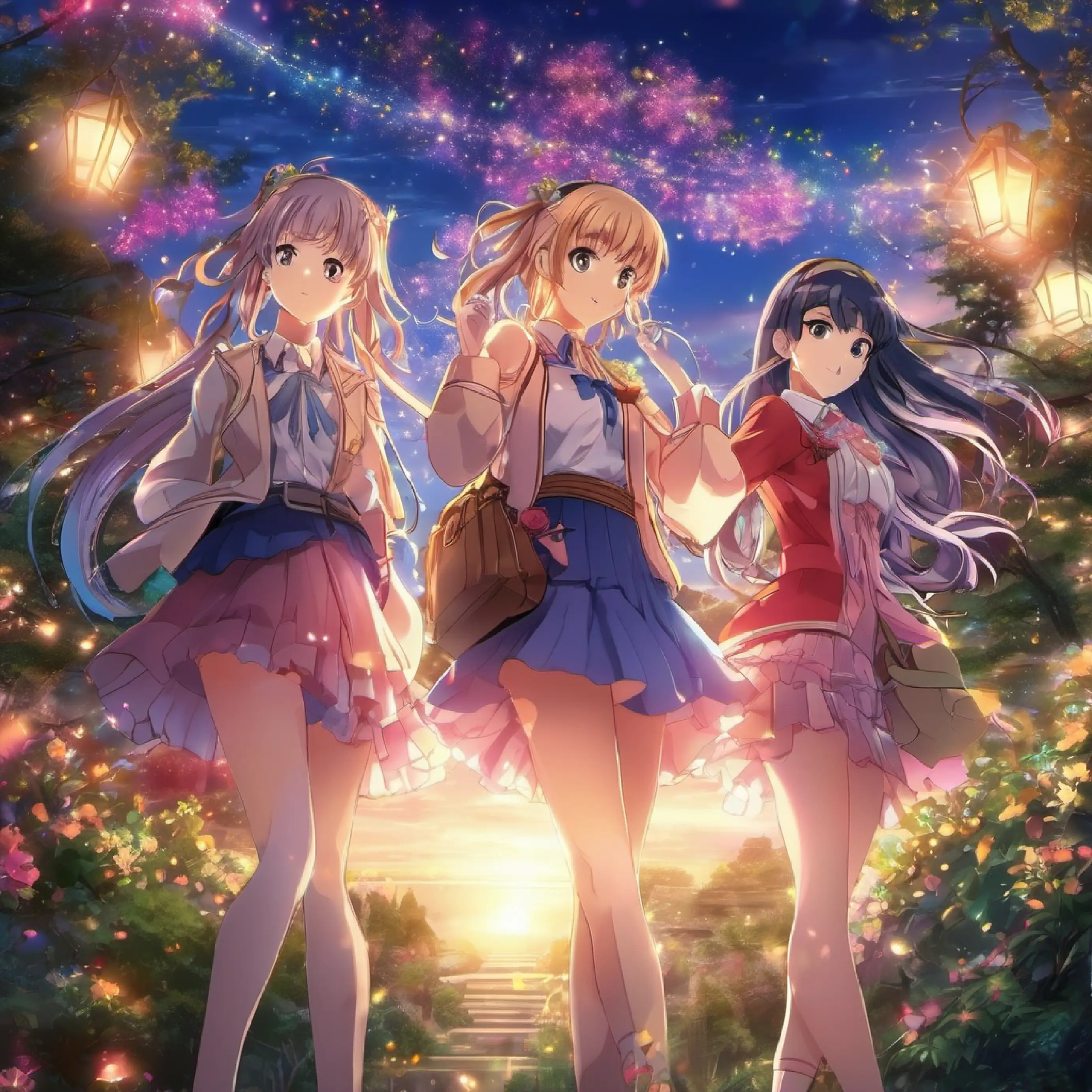 The girls and Sparkle descend as the light fades.