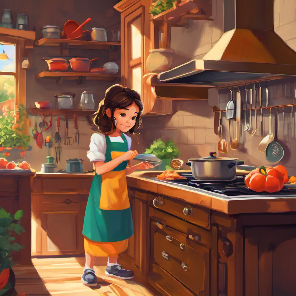 Once upon a time, in a cozy little town, there lived a young girl named Caiden. Caiden loved to explore, learn new things, and use her imagination. But one thing she had always been curious about was cooking. One sunny day, Caiden's mom, Mrs. Johnson, noticed her daughter's interest and decided to teach her how to cook. She believed that cooking was not only about making yummy food but also a way to be creative and have fun. So, Mrs. Johnson took Caiden by the hand and said, "Caiden, how would you like to learn how to cook and make delicious meals?"